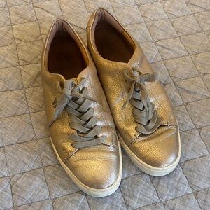 Frye Metallic Rose Gold Leather Sneakers